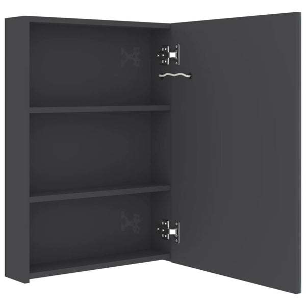 vidaXL LED Bathroom Mirror Cabinet High Gloss Grey 50x13x70 cm