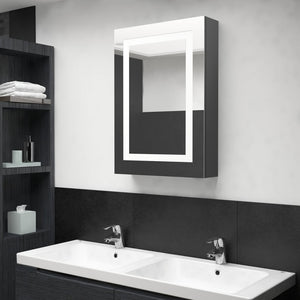 vidaXL LED Bathroom Mirror Cabinet High Gloss Grey 50x13x70 cm
