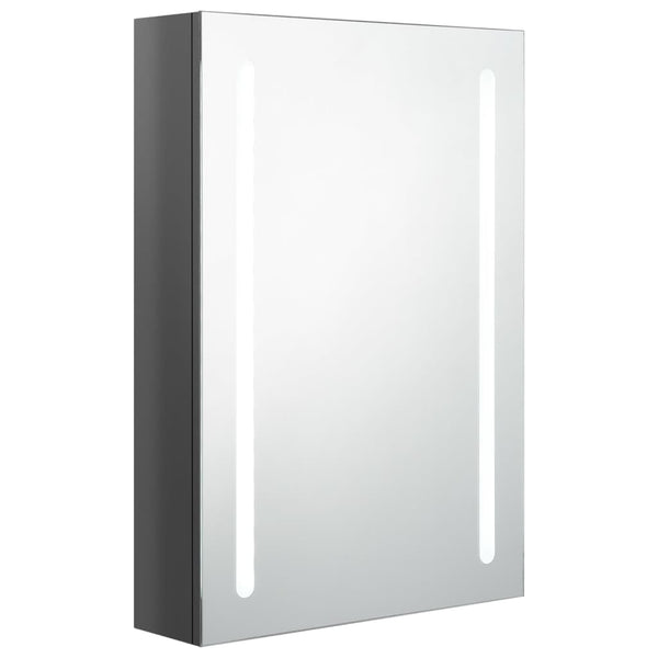vidaXL LED Bathroom Mirror Cabinet Glossy Grey 50x13x70 cm