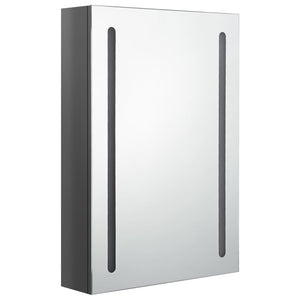vidaXL LED Bathroom Mirror Cabinet Glossy Grey 50x13x70 cm