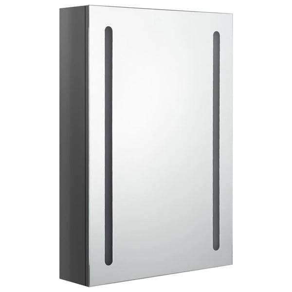 vidaXL LED Bathroom Mirror Cabinet Glossy Grey 50x13x70 cm