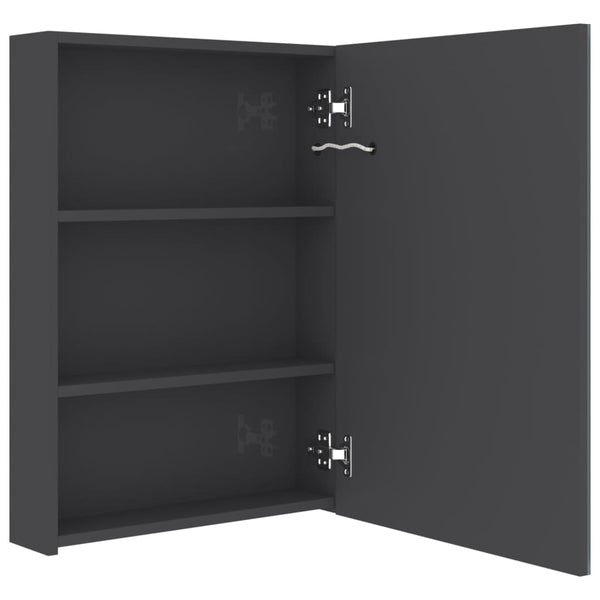 vidaXL LED Bathroom Mirror Cabinet Glossy Grey 50x13x70 cm