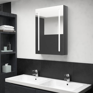 vidaXL LED Bathroom Mirror Cabinet Glossy Grey 50x13x70 cm