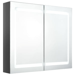 vidaXL LED Bathroom Mirror Cabinet High Gloss Grey 80x12x68 cm