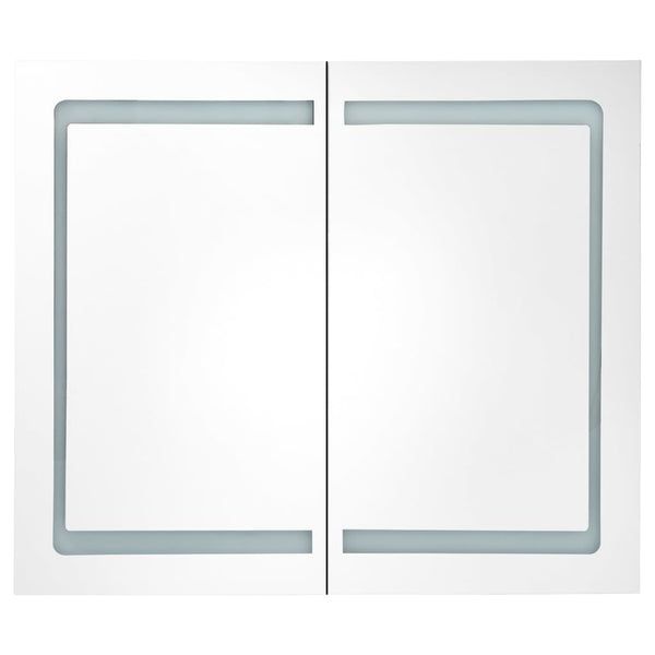 vidaXL LED Bathroom Mirror Cabinet High Gloss Grey 80x12x68 cm