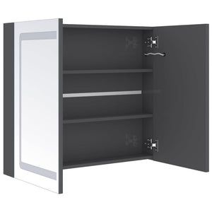 vidaXL LED Bathroom Mirror Cabinet High Gloss Grey 80x12x68 cm