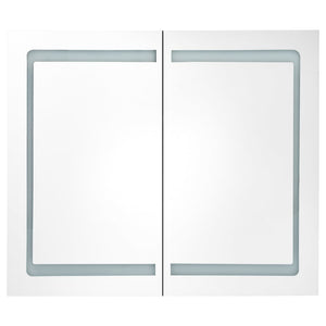 vidaXL LED Bathroom Mirror Cabinet White and Oak Look 80x12x68 cm