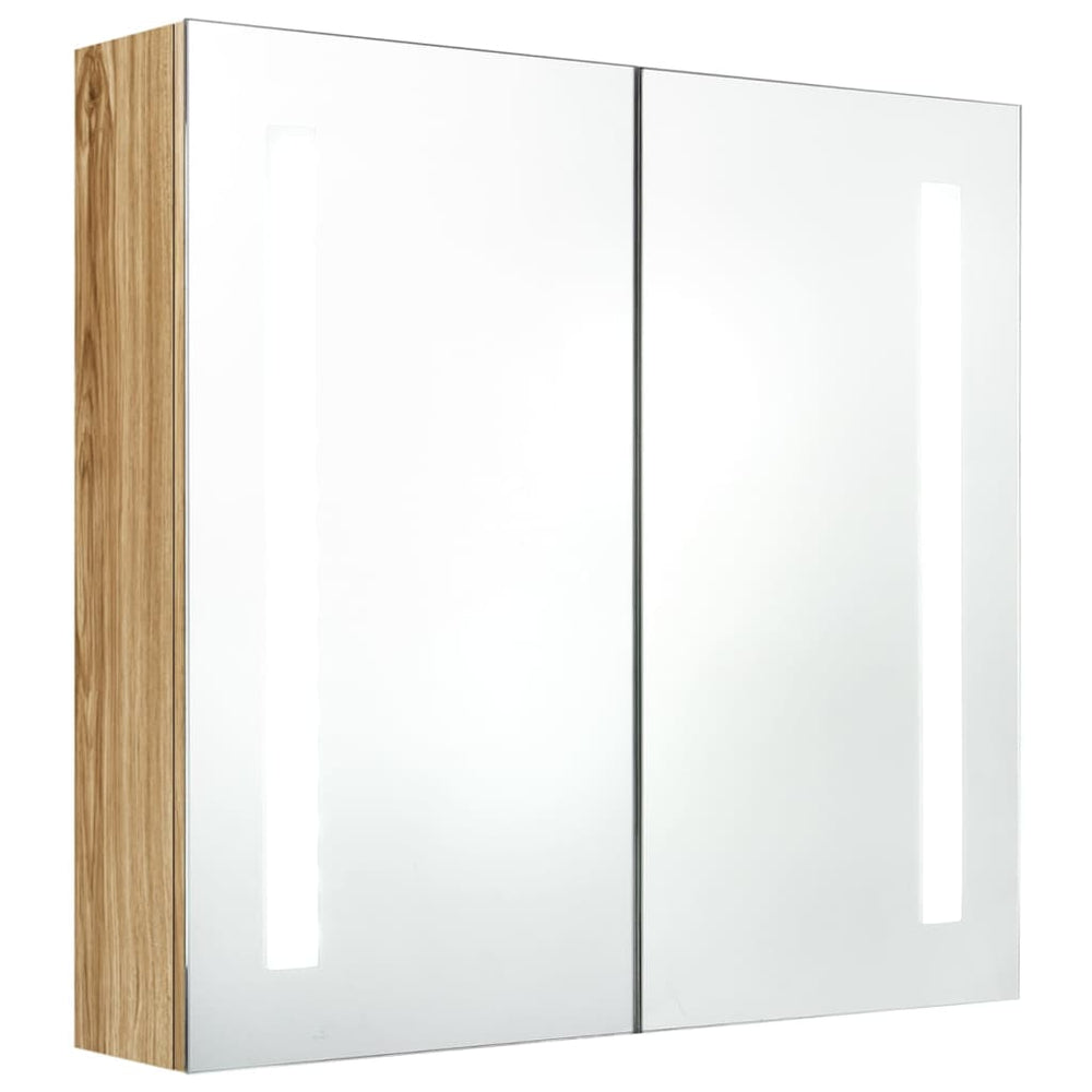 vidaXL LED Bathroom Mirror Cabinet Oak Look 62x14x60 cm