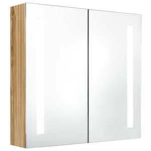 vidaXL LED Bathroom Mirror Cabinet Oak Look 62x14x60 cm