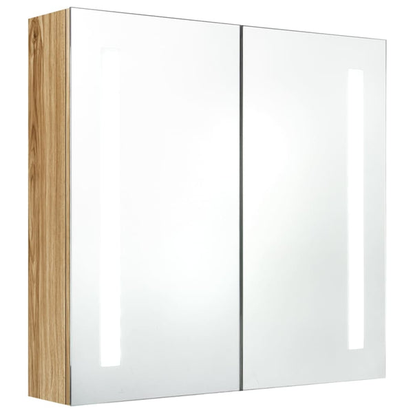 vidaXL LED Bathroom Mirror Cabinet Oak Look 62x14x60 cm