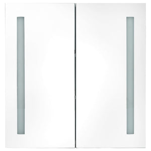 vidaXL LED Bathroom Mirror Cabinet Oak Look 62x14x60 cm