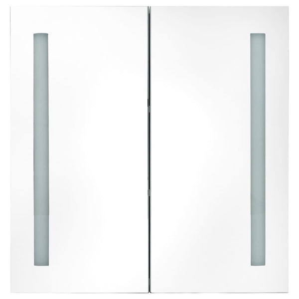 vidaXL LED Bathroom Mirror Cabinet Oak Look 62x14x60 cm
