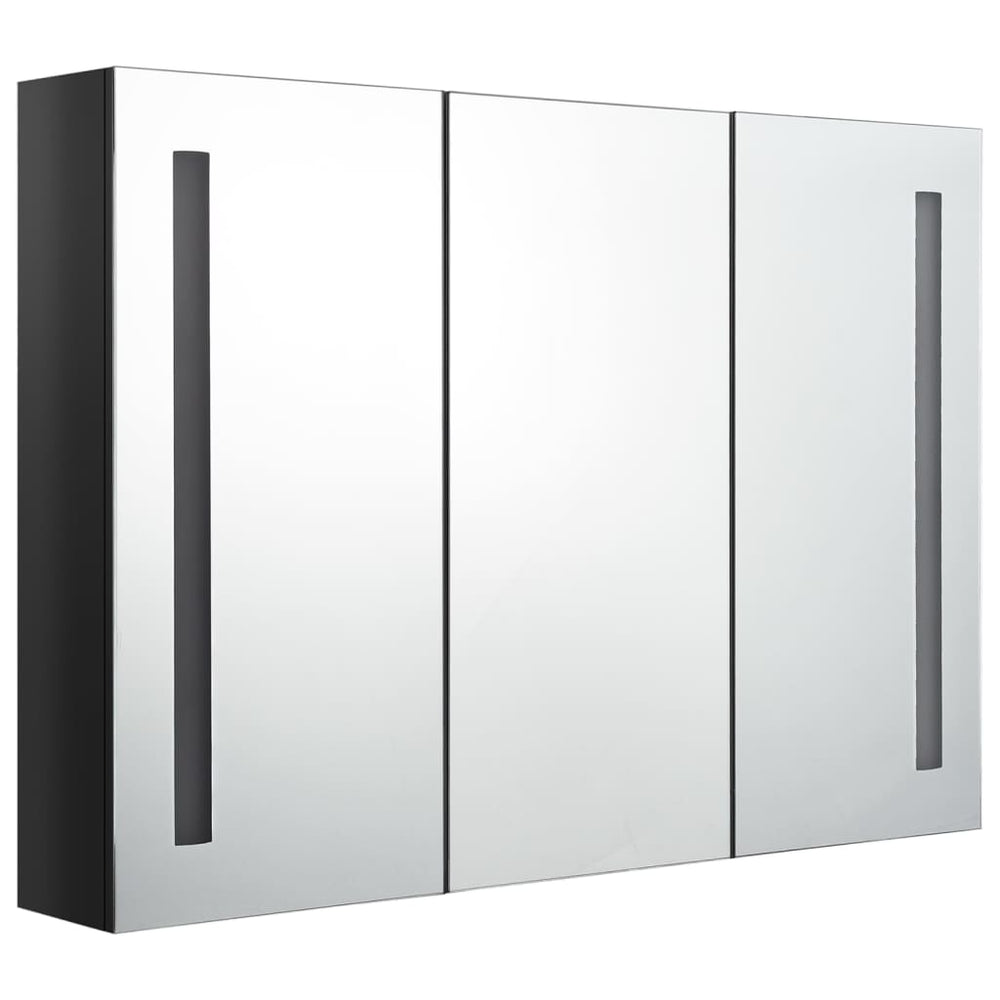 vidaXL LED Bathroom Mirror Cabinet 89x14x62 cm High Gloss Black