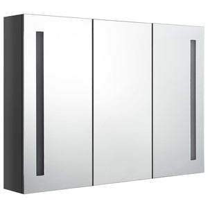 vidaXL LED Bathroom Mirror Cabinet 89x14x62 cm Glossy Grey