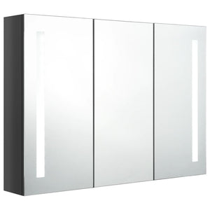 vidaXL LED Bathroom Mirror Cabinet 89x14x62 cm Glossy Grey