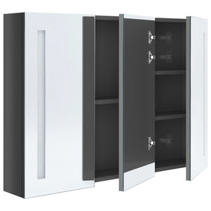 vidaXL LED Bathroom Mirror Cabinet 89x14x62 cm Glossy Grey