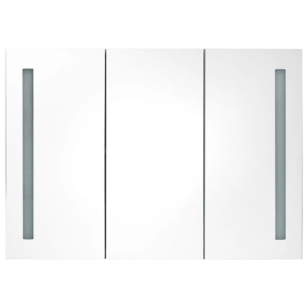 vidaXL LED Bathroom Mirror Cabinet 89x14x62 cm Glossy Grey