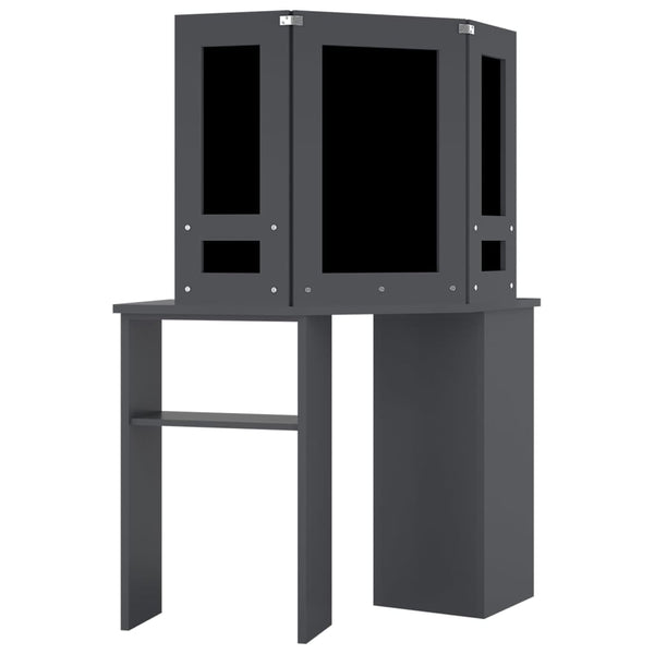 vidaXL Corner Dressing Table with LED Grey 111x54x141.5 cm
