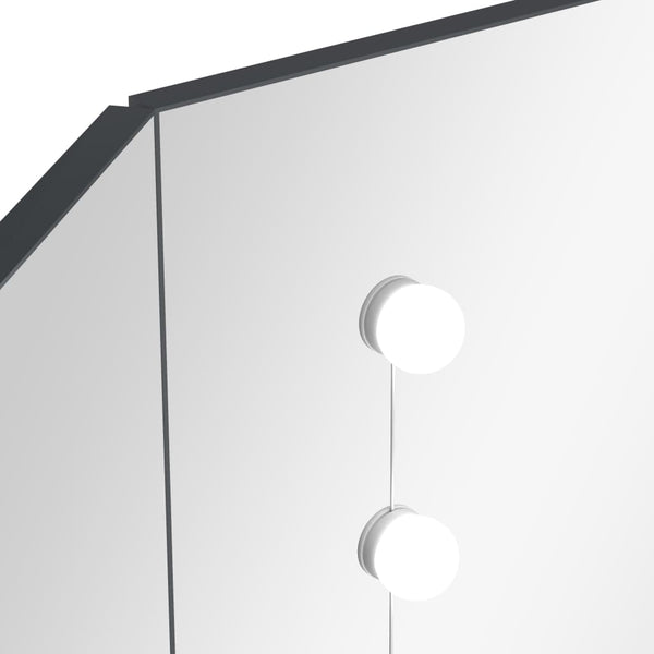 vidaXL Corner Dressing Table with LED Grey 111x54x141.5 cm