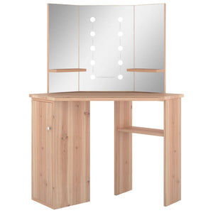 vidaXL Corner Dressing Table with LED Oak-Effect 111x54x141.5 cm