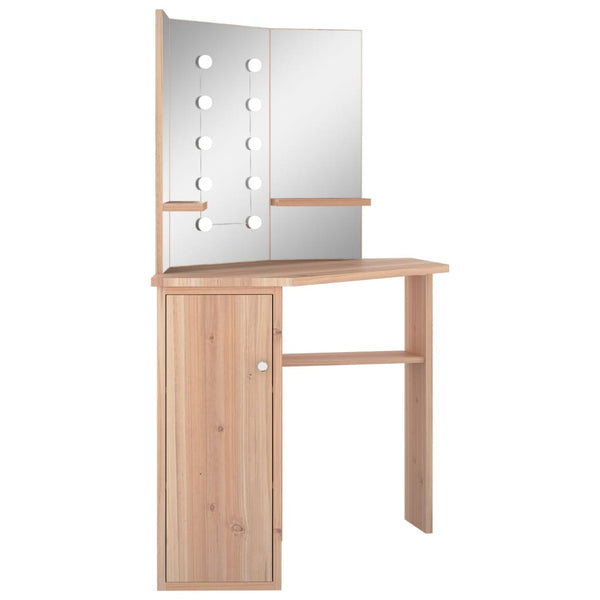vidaXL Corner Dressing Table with LED Oak-Effect 111x54x141.5 cm