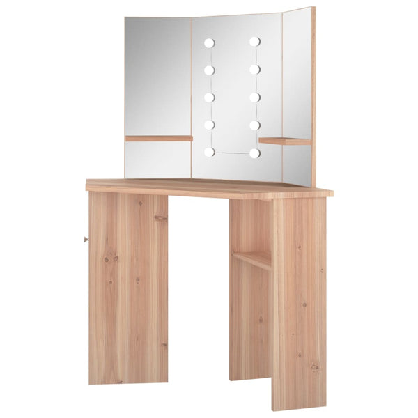 vidaXL Corner Dressing Table with LED Oak-Effect 111x54x141.5 cm