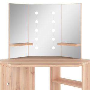vidaXL Corner Dressing Table with LED Oak-Effect 111x54x141.5 cm