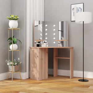 vidaXL Corner Dressing Table with LED Oak-Effect 111x54x141.5 cm