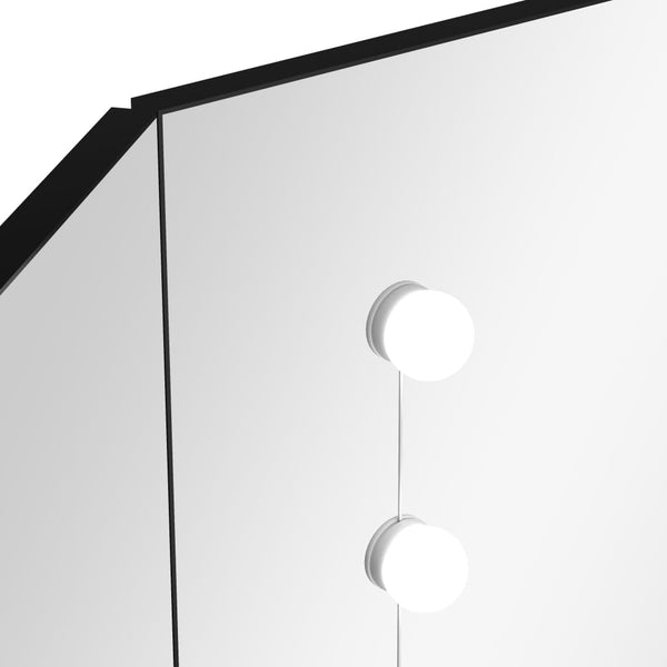 vidaXL Corner Dressing Table with LED Black 111x54x141.5 cm