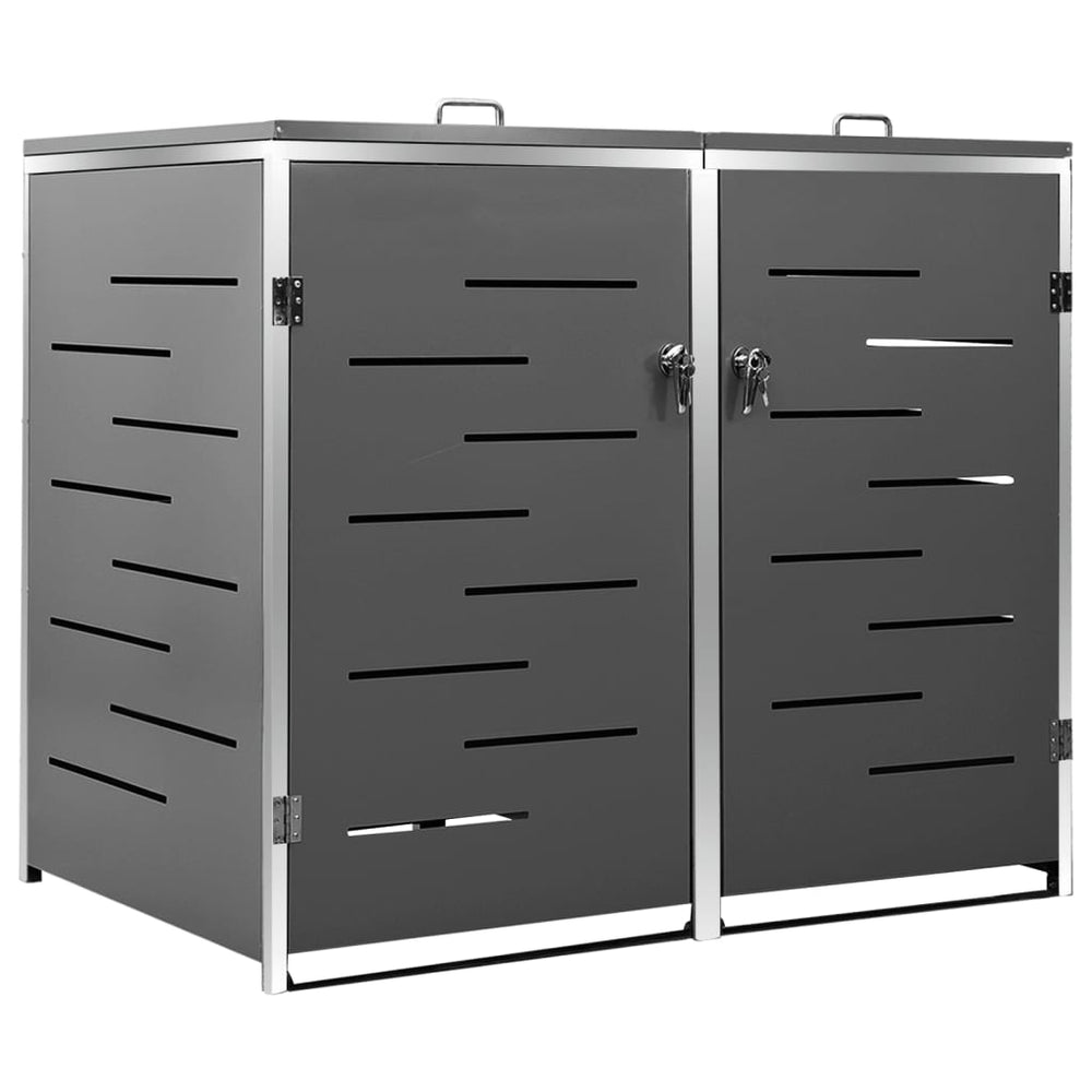 vidaXL Wheelie Bin Storage for 2 Bins 138x77.5x112.5 cm Stainless Steel