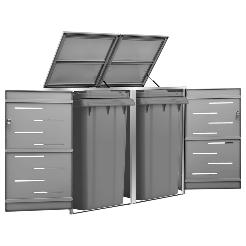 vidaXL Wheelie Bin Storage for 2 Bins 138x77.5x112.5 cm Stainless Steel