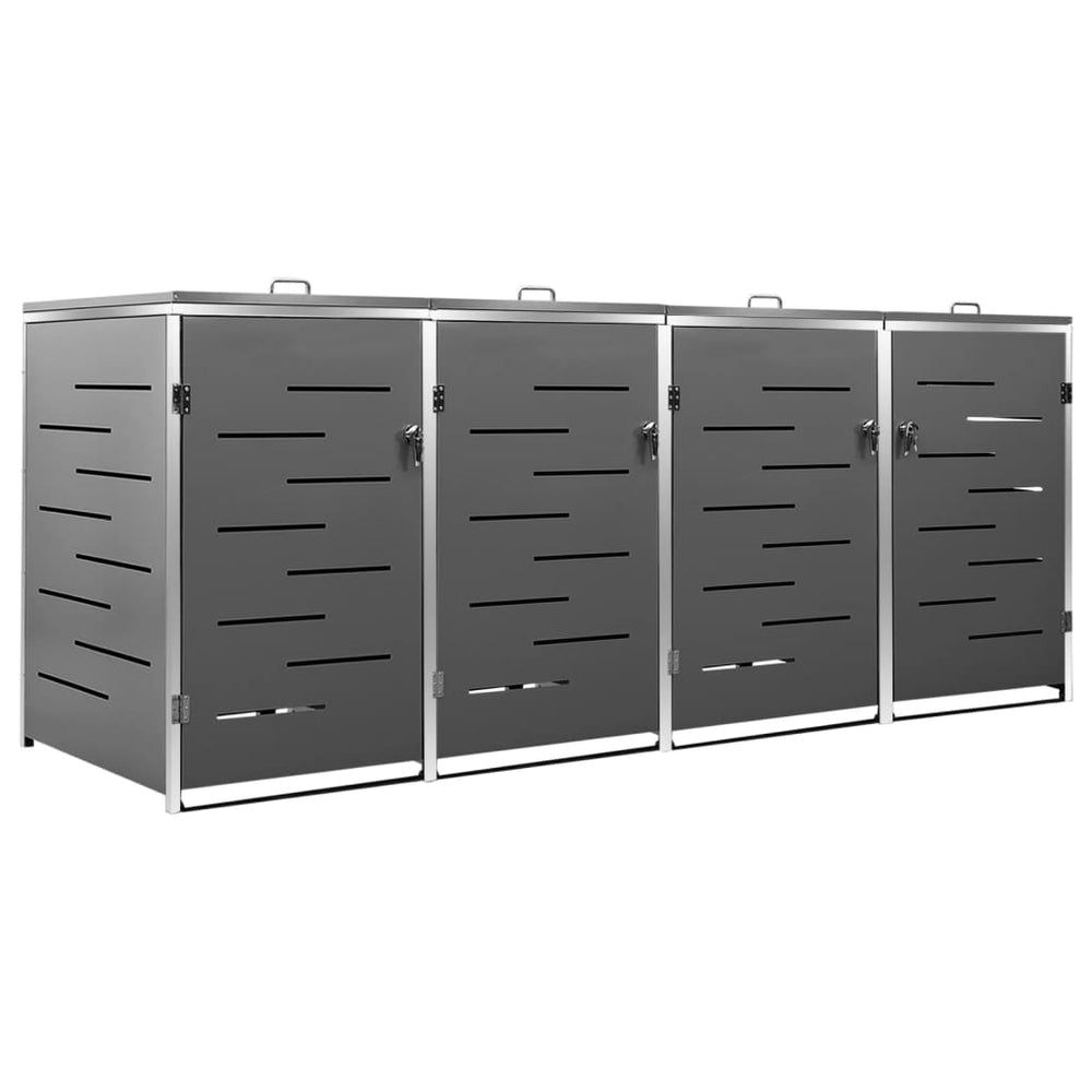 vidaXL Wheelie Bin Storage for 4 Bins 276.5x77.5x115.5 cm Stainless Steel