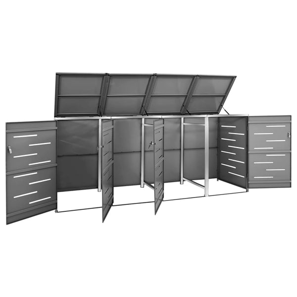 vidaXL Wheelie Bin Storage for 4 Bins 276.5x77.5x115.5 cm Stainless Steel