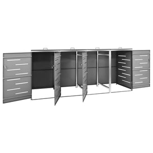 vidaXL Wheelie Bin Storage for 4 Bins 276.5x77.5x115.5 cm Stainless Steel