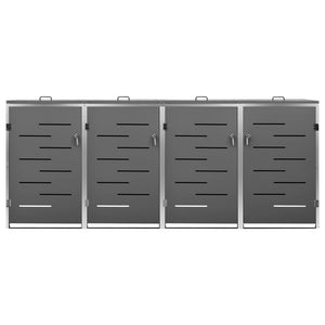 vidaXL Wheelie Bin Storage for 4 Bins 276.5x77.5x115.5 cm Stainless Steel