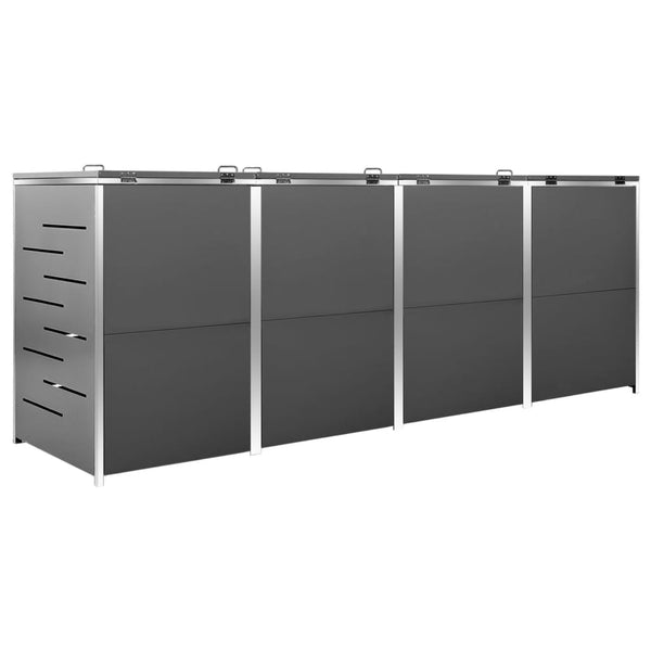 vidaXL Wheelie Bin Storage for 4 Bins 276.5x77.5x115.5 cm Stainless Steel
