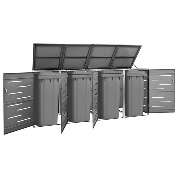 vidaXL Wheelie Bin Storage for 4 Bins 276.5x77.5x115.5 cm Stainless Steel