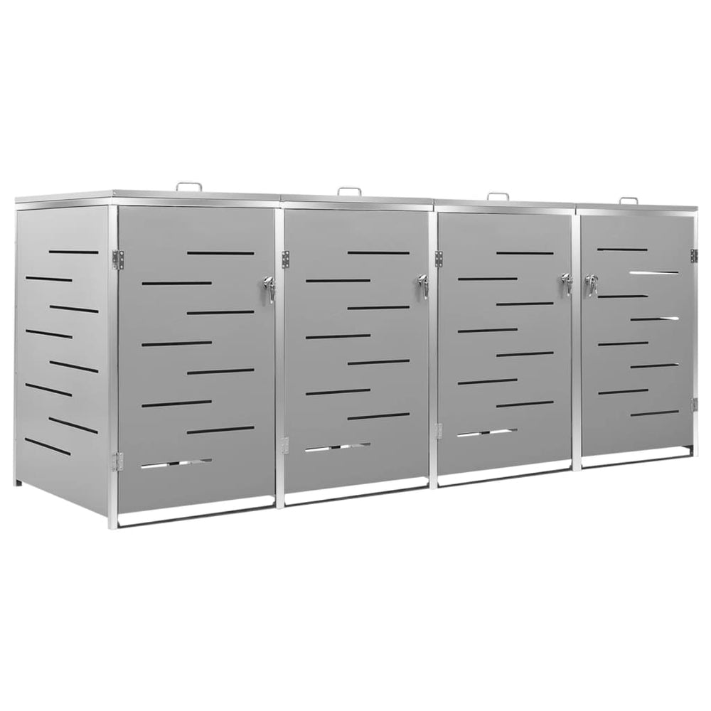 vidaXL Wheelie Bin Storage for 4 Bins 276.5x77.5x115.5 cm Stainless Steel