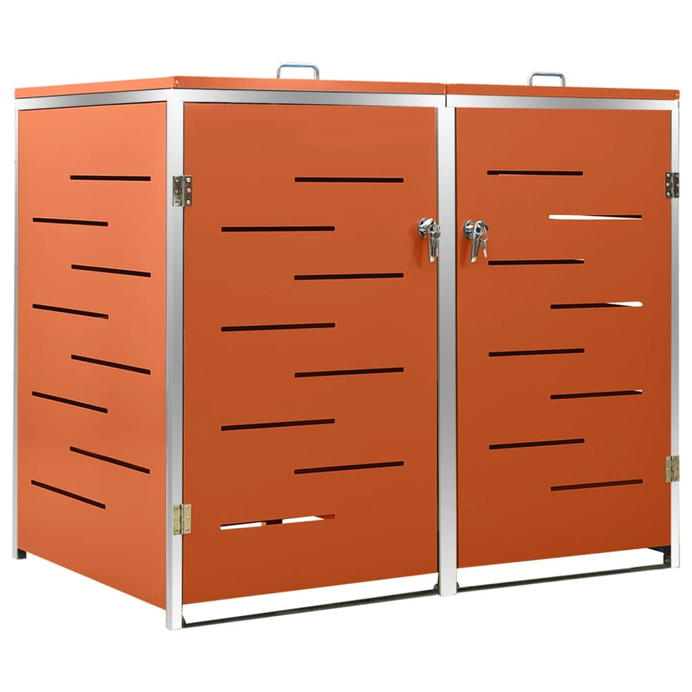 vidaXL Wheelie Bin Storage for 2 Bins 138x77.5x112.5 cm Stainless Steel