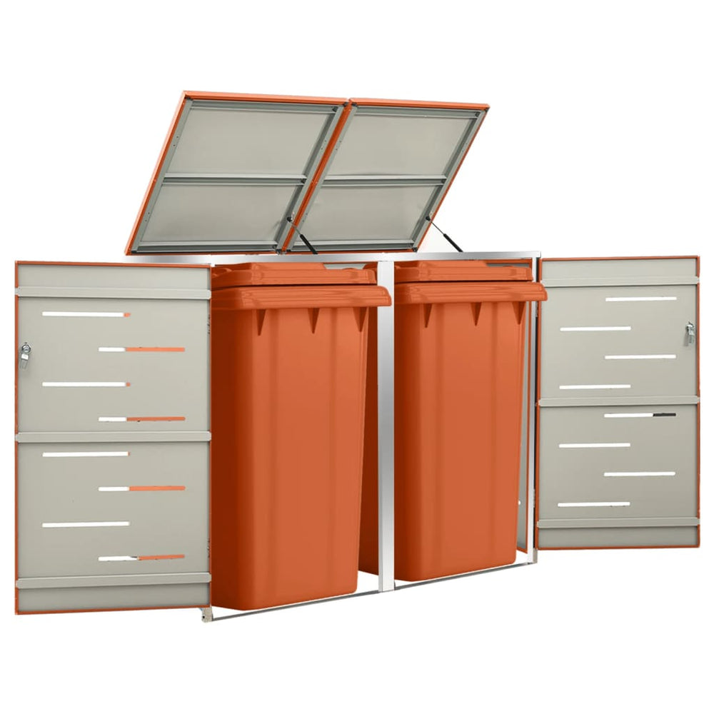 vidaXL Wheelie Bin Storage for 2 Bins 138x77.5x112.5 cm Stainless Steel