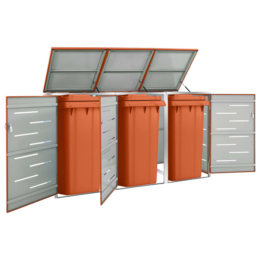 vidaXL Triple Bin Store 207x77.5x112.5 cm Stainless Steel