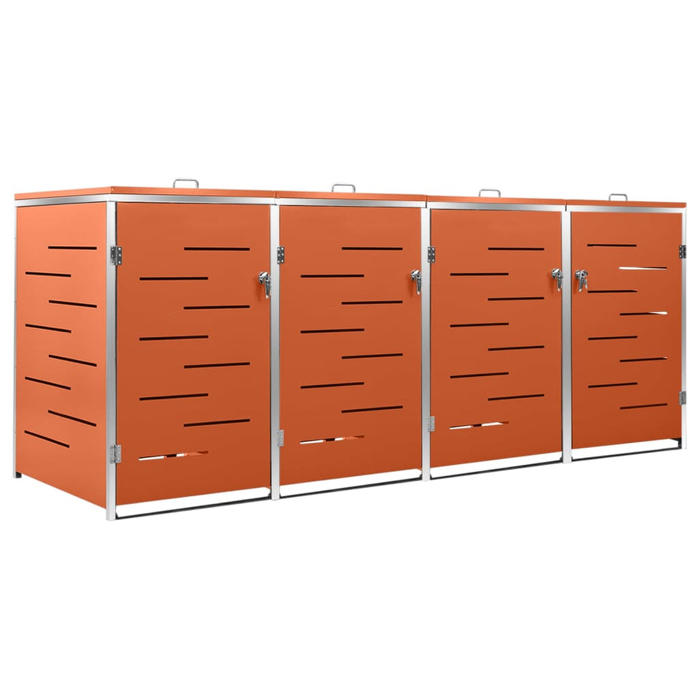 vidaXL Bin Shed for 4 Bins 276.5x77.5x112.5 cm Stainless Steel