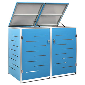 vidaXL Wheelie Bin Storage for 2 Bins 138x77.5x112.5 cm Stainless Steel