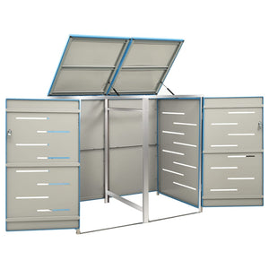 vidaXL Wheelie Bin Storage for 2 Bins 138x77.5x112.5 cm Stainless Steel