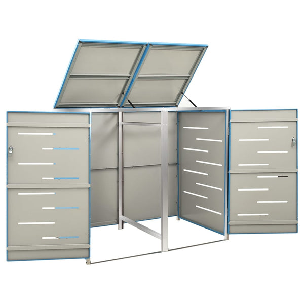 vidaXL Wheelie Bin Storage for 2 Bins 138x77.5x112.5 cm Stainless Steel