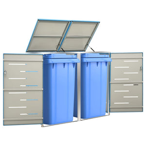 vidaXL Wheelie Bin Storage for 2 Bins 138x77.5x112.5 cm Stainless Steel