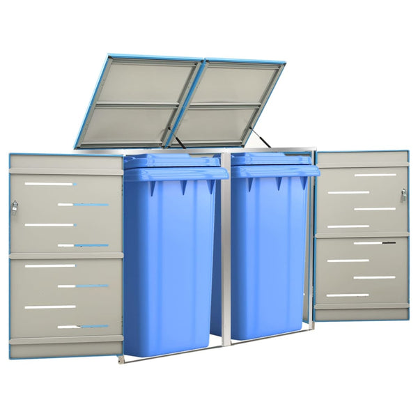 vidaXL Wheelie Bin Storage for 2 Bins 138x77.5x112.5 cm Stainless Steel