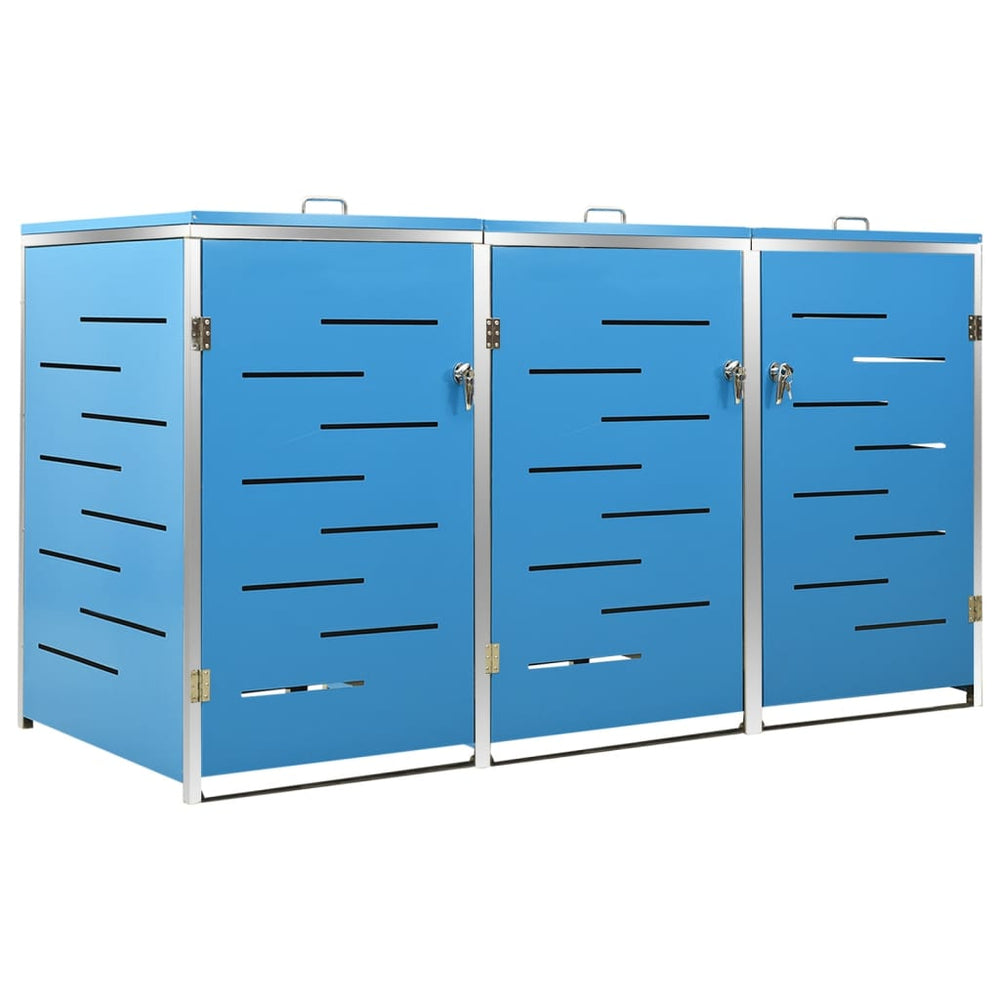 vidaXL Wheelie Bin Shed for 3 Bins 207x77.5x112.5 cm Stainless Steel