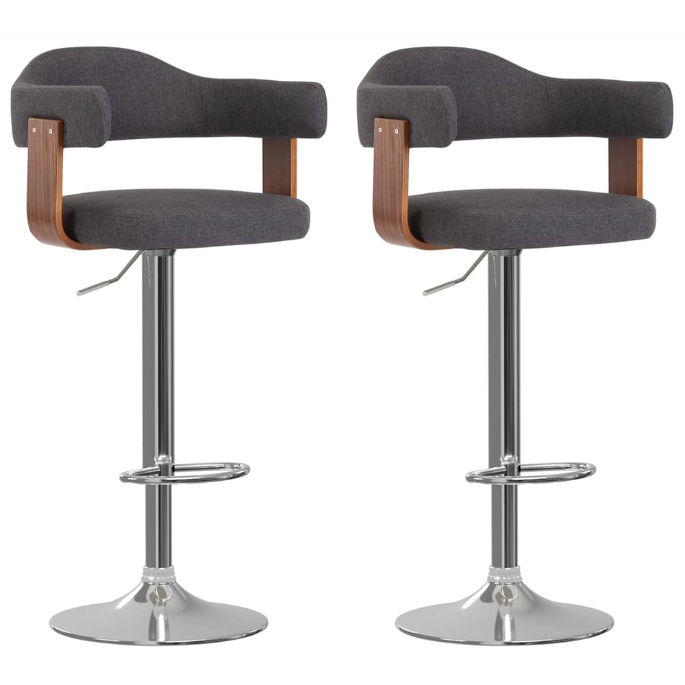 vidaXL 2 pcs. Bar Stools Bentwood and Fabric Dark Grey