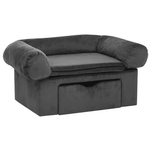 vidaXL Dog Sofa with Drawer Dark Grey 75x50x38 cm Plush